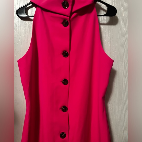 NWT Sail To Sable STS Barbie Pink Retro Button Back Cowl Neck Midi Dress Size L - Picture 4 of 8